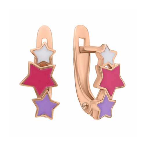 Серьги детские из золота 585 пробы с эмалью