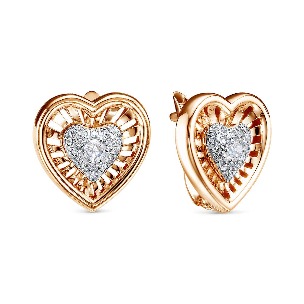 Серьги из золота 585 пробы с фианитом
