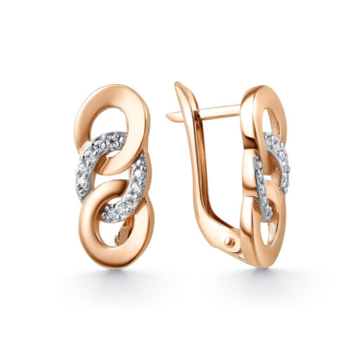 Серьги из золота 585 пробы с фианитом