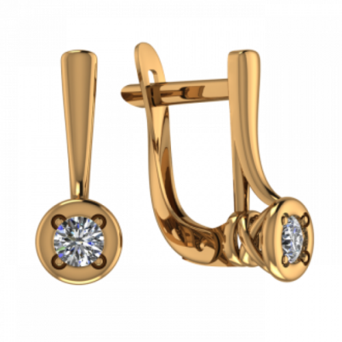 Серьги из золота 585 пробы с фианитом