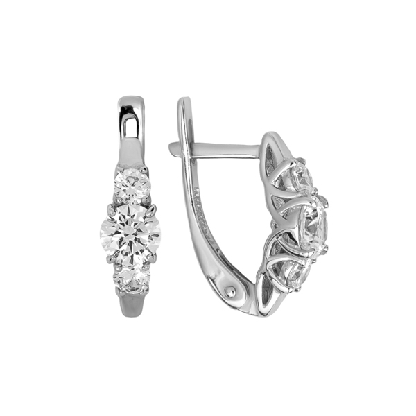 Серьги из серебра 925 пробы с фианитом