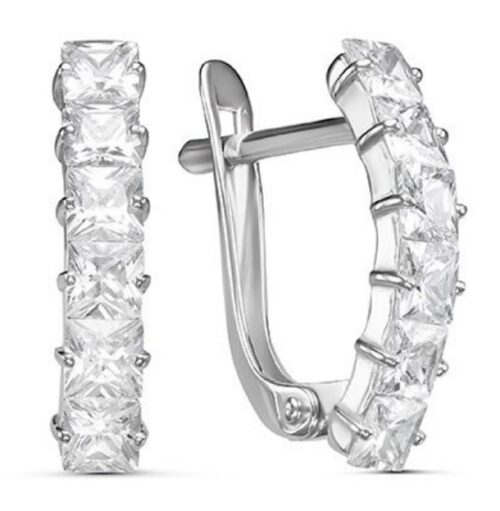 Серьги из серебра 925 пробы с фианитом