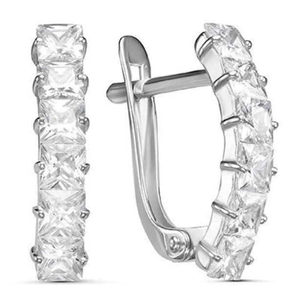 Серьги из серебра 925 пробы с фианитом