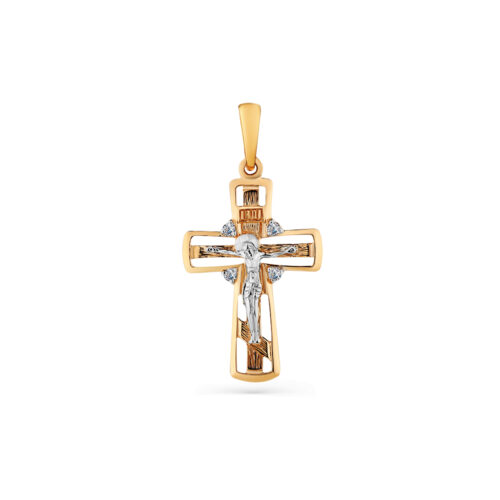Крест из золота 585 пробы с фианитом