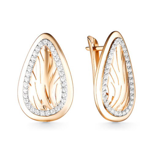 Серьги из золота 585 пробы с фианитом