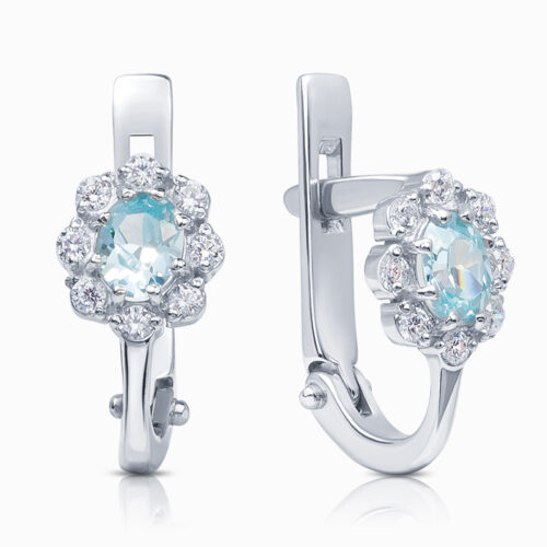 Серьги детские из серебра 925 пробы с фианитом