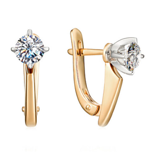 Серьги из золота 585 пробы с фианитом