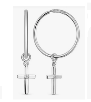 Серьги конго из серебра 925 пробы с фианитом