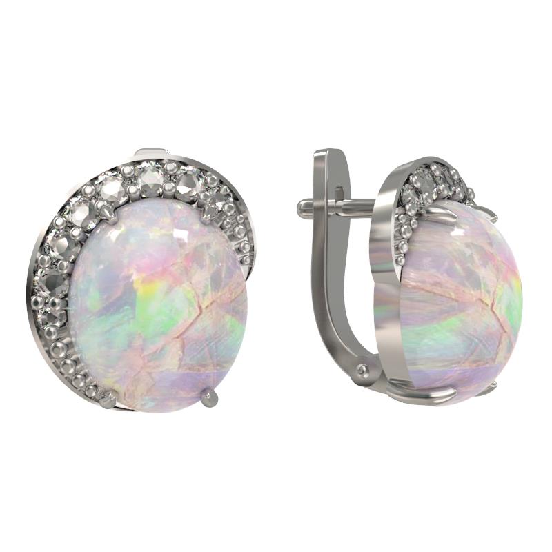Серьги из серебра 925 пробы с опалом
