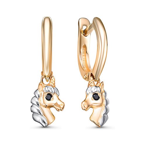 Серьги детские из золота 585 пробы с фианитом