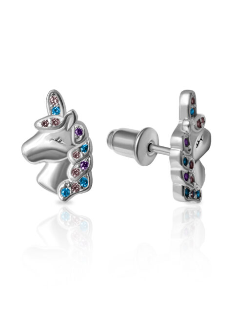 Серьги пусеты из серебра 925 пробы с фианитом