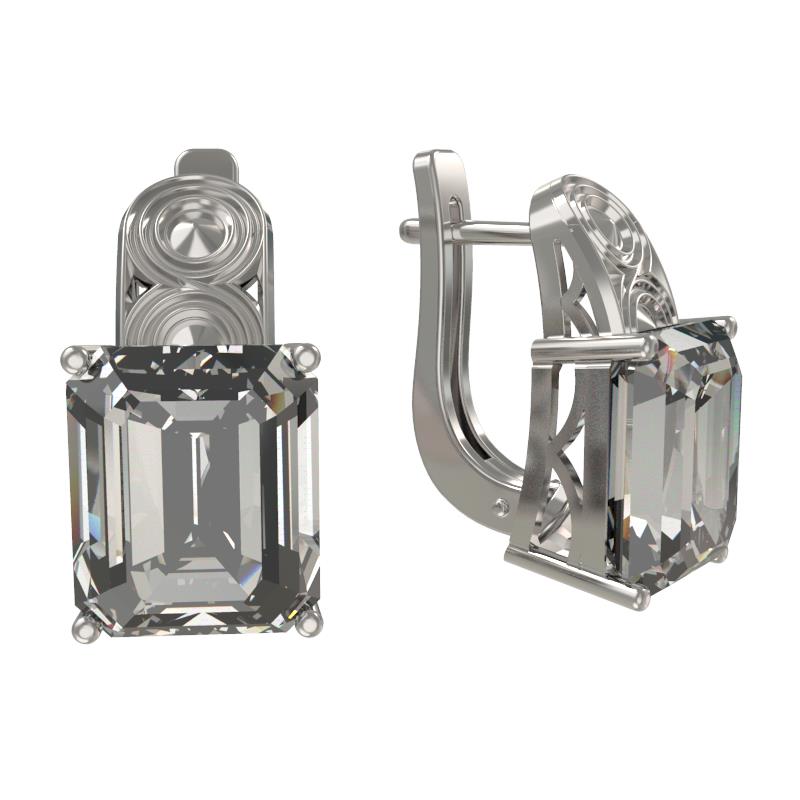 Серьги из серебра 925 пробы с фианитом