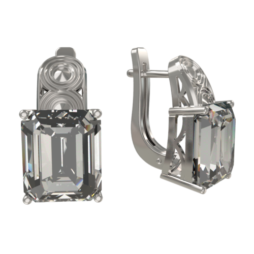 Серьги из серебра 925 пробы с фианитом