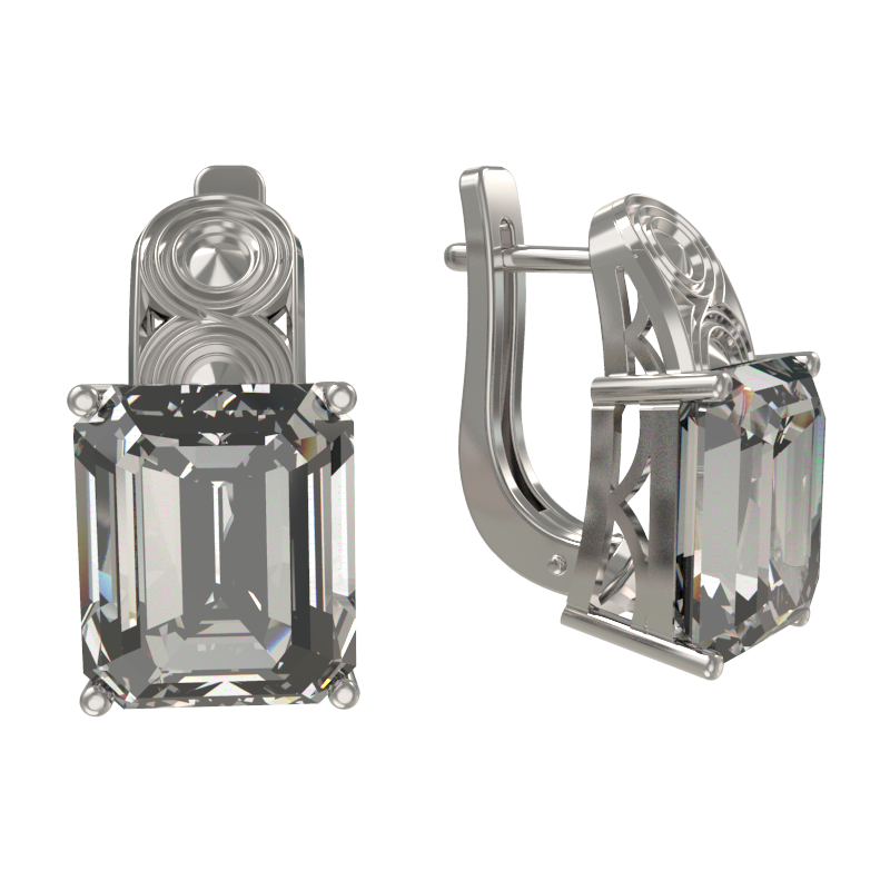 Серьги из серебра 925 пробы с фианитом