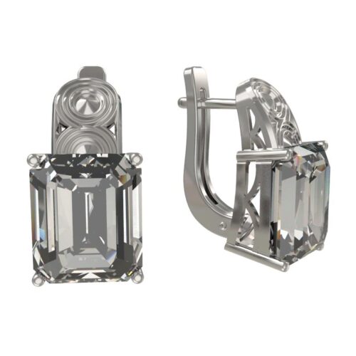 Серьги из серебра 925 пробы с фианитом