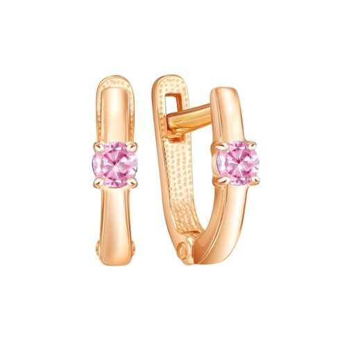 Серьги детские из золота 585 пробы с фианитом