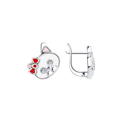 Серьги детские из серебра 925 пробы с эмалью