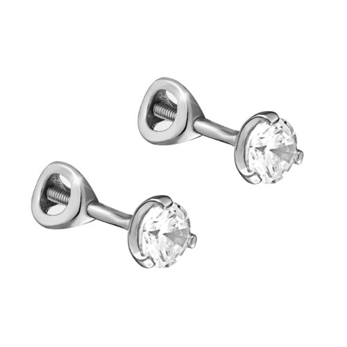 Серьги пусеты из серебра 925 пробы с фианитом