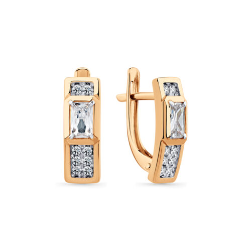 Серьги из золота 585 пробы с фианитом