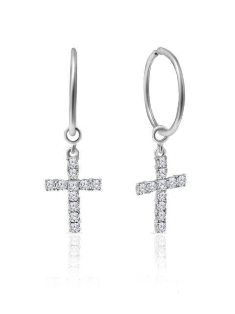 Серьги конго из серебра 925 пробы с фианитом