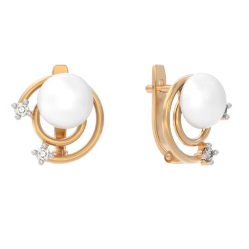Серьги из золота 585 пробы с жемчугом