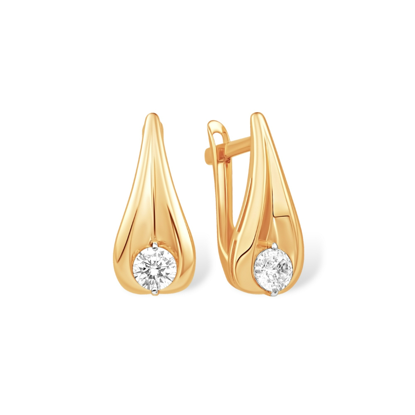 Серьги из золота 585 пробы с фианитом
