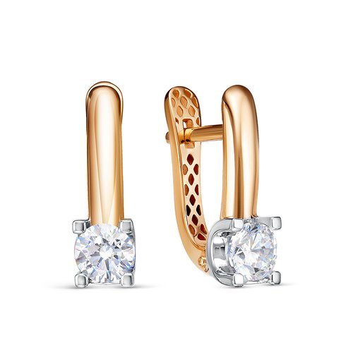 Серьги из золота 585 пробы с фианитом