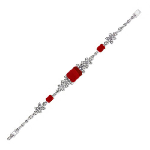 Браслет из серебра 925 пробы с кораллом