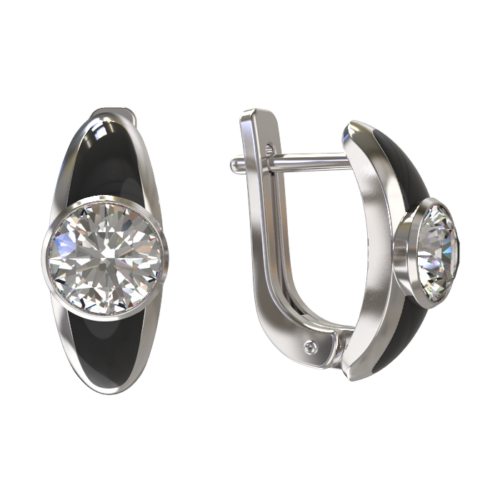Серьги из серебра 925 пробы с фианитом