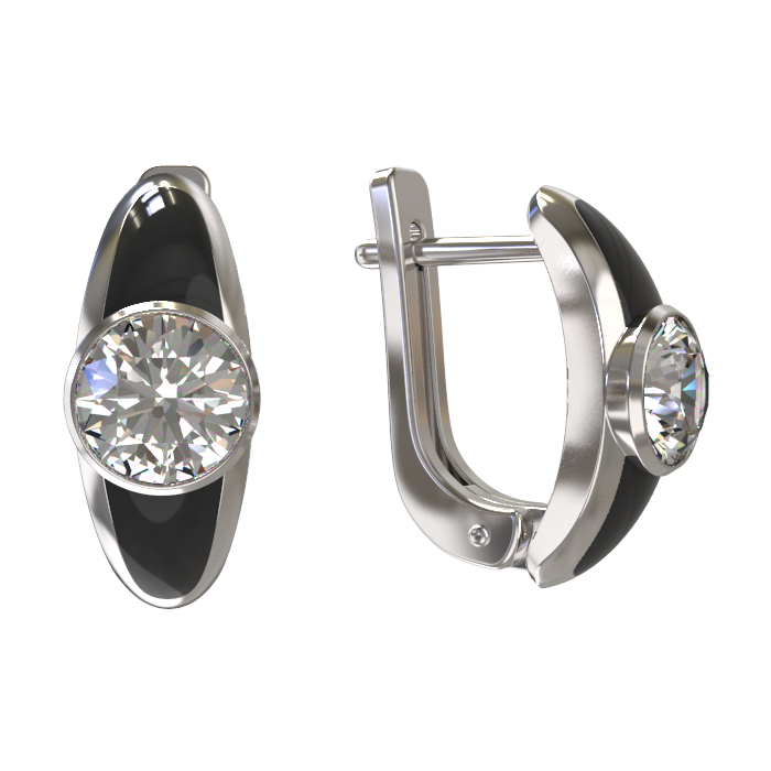 Серьги из серебра 925 пробы с фианитом