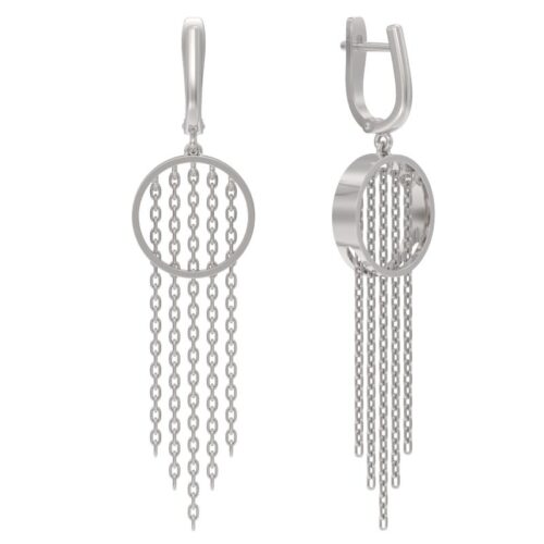 Серьги подвесные из серебра 925 пробы