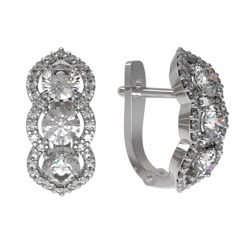 Серьги из серебра 925 пробы с фианитом