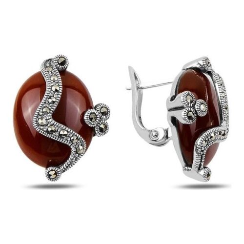 Серьги из серебра 925 пробы с сердоликом