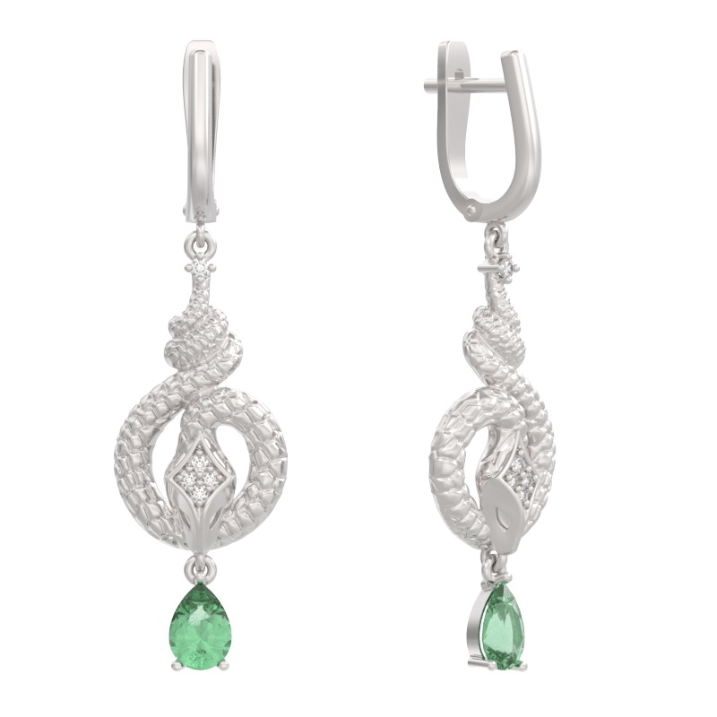 Серьги подвесные из серебра 925 пробы