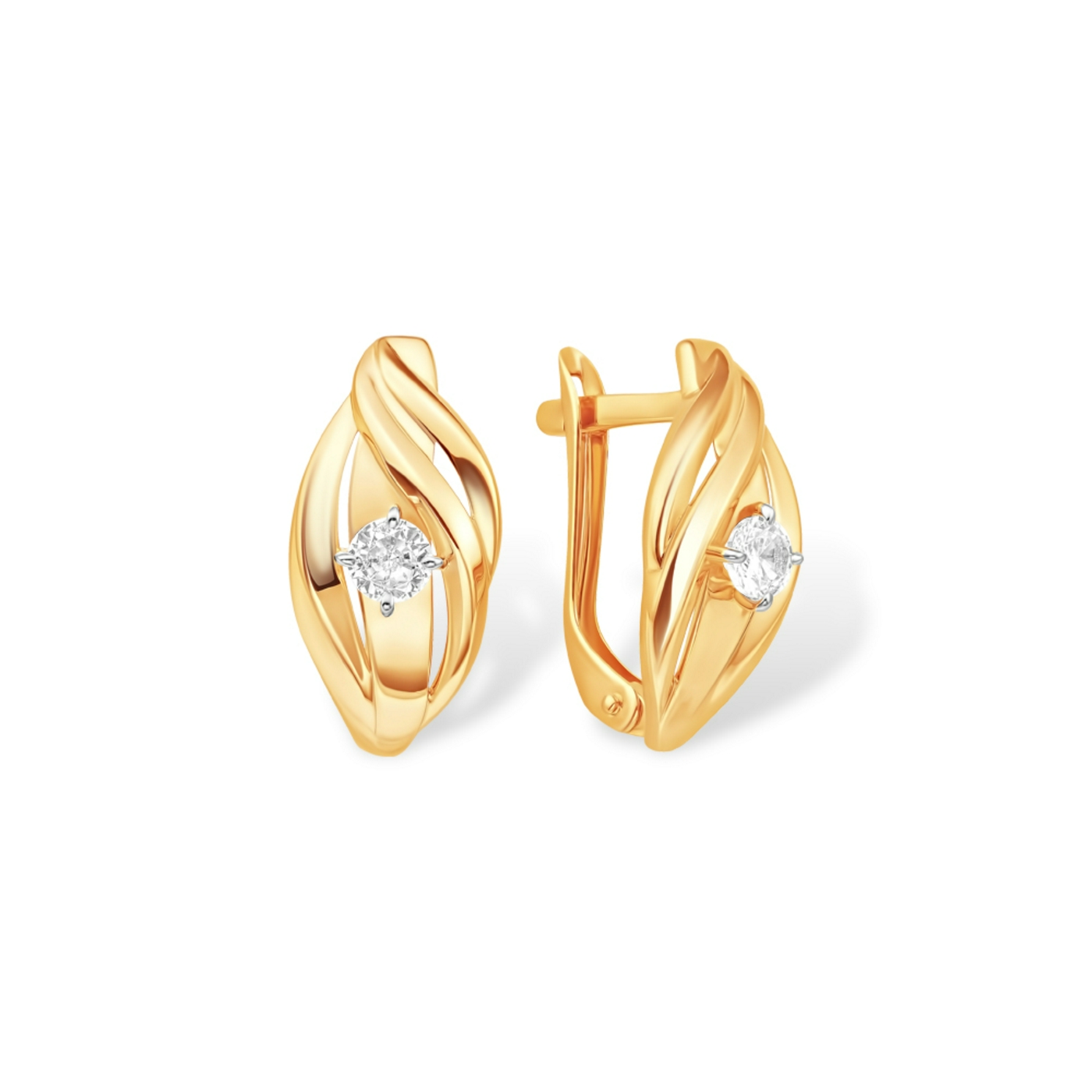 Серьги из золота 585 пробы с фианитом