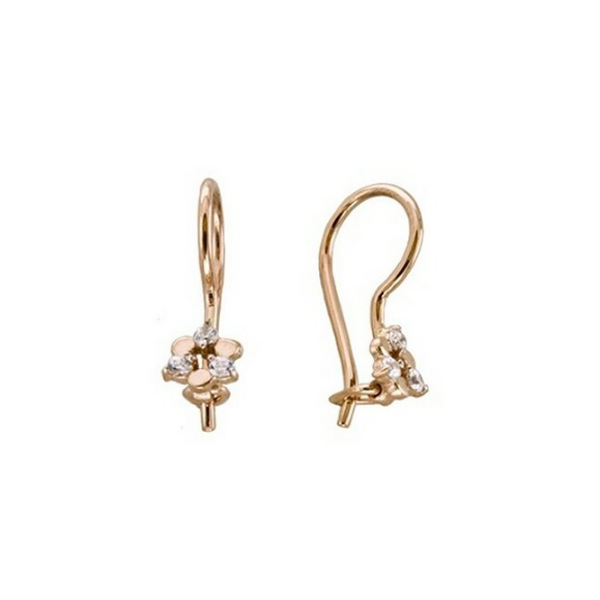 Серьги детские из золота 585 пробы с фианитом