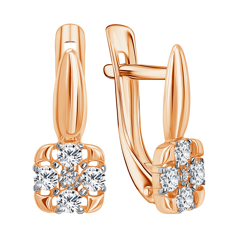 Серьги из золота 585 пробы с фианитом