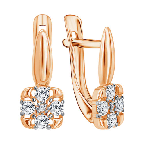 Серьги из золота 585 пробы с фианитом
