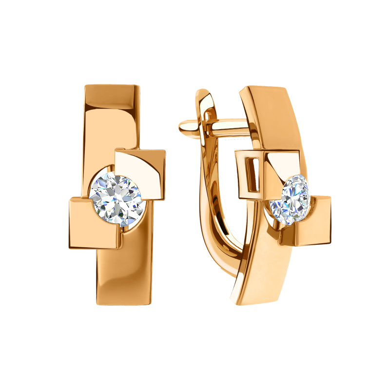 Серьги из золота 585 пробы с фианитом