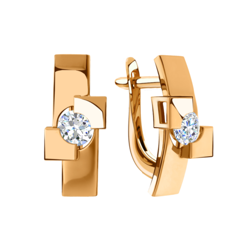 Серьги из золота 585 пробы с фианитом