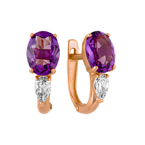 Серьги из золота 585 пробы с аметистом