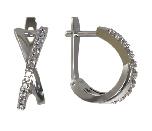 Серьги из серебра 925 пробы с фианитом