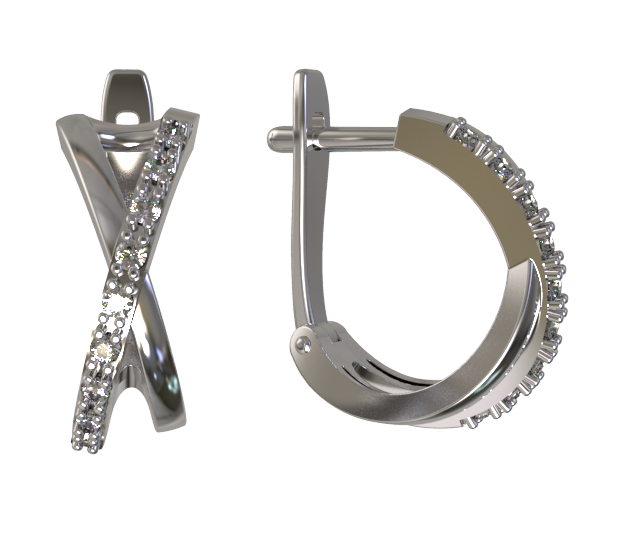 Серьги из серебра 925 пробы с фианитом