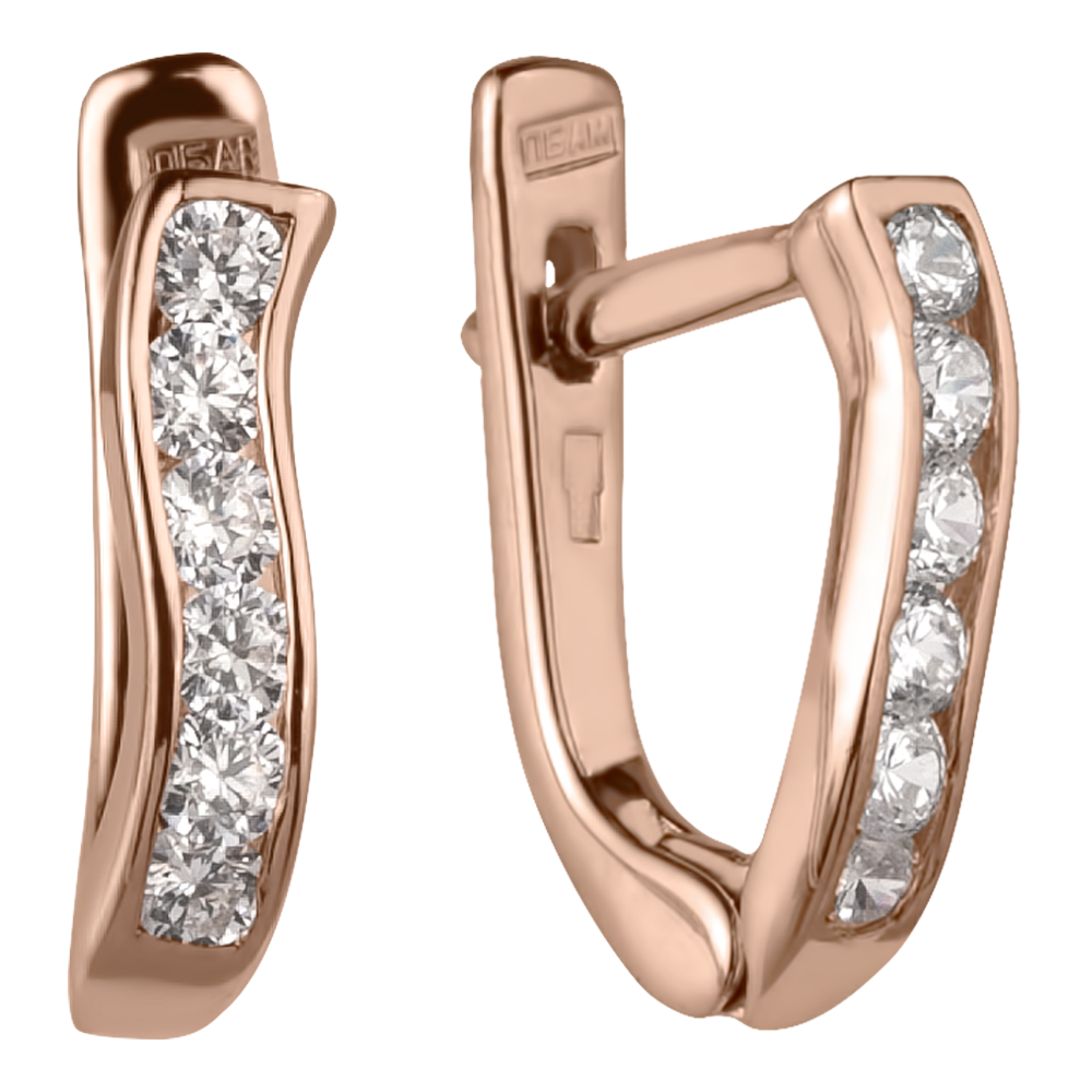Серьги из золота 585 пробы с фианитом
