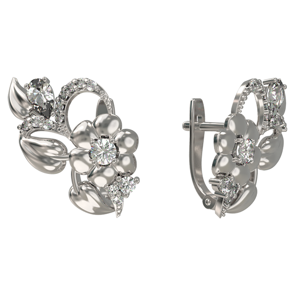 Серьги из серебра 925 пробы с фианитом