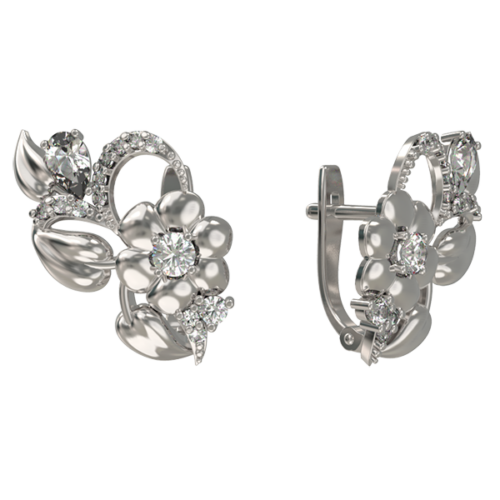 Серьги из серебра 925 пробы с фианитом