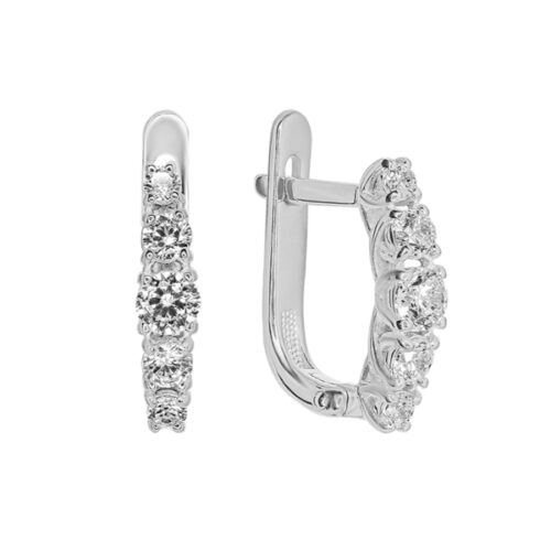 Серьги из серебра 925 пробы с фианитом