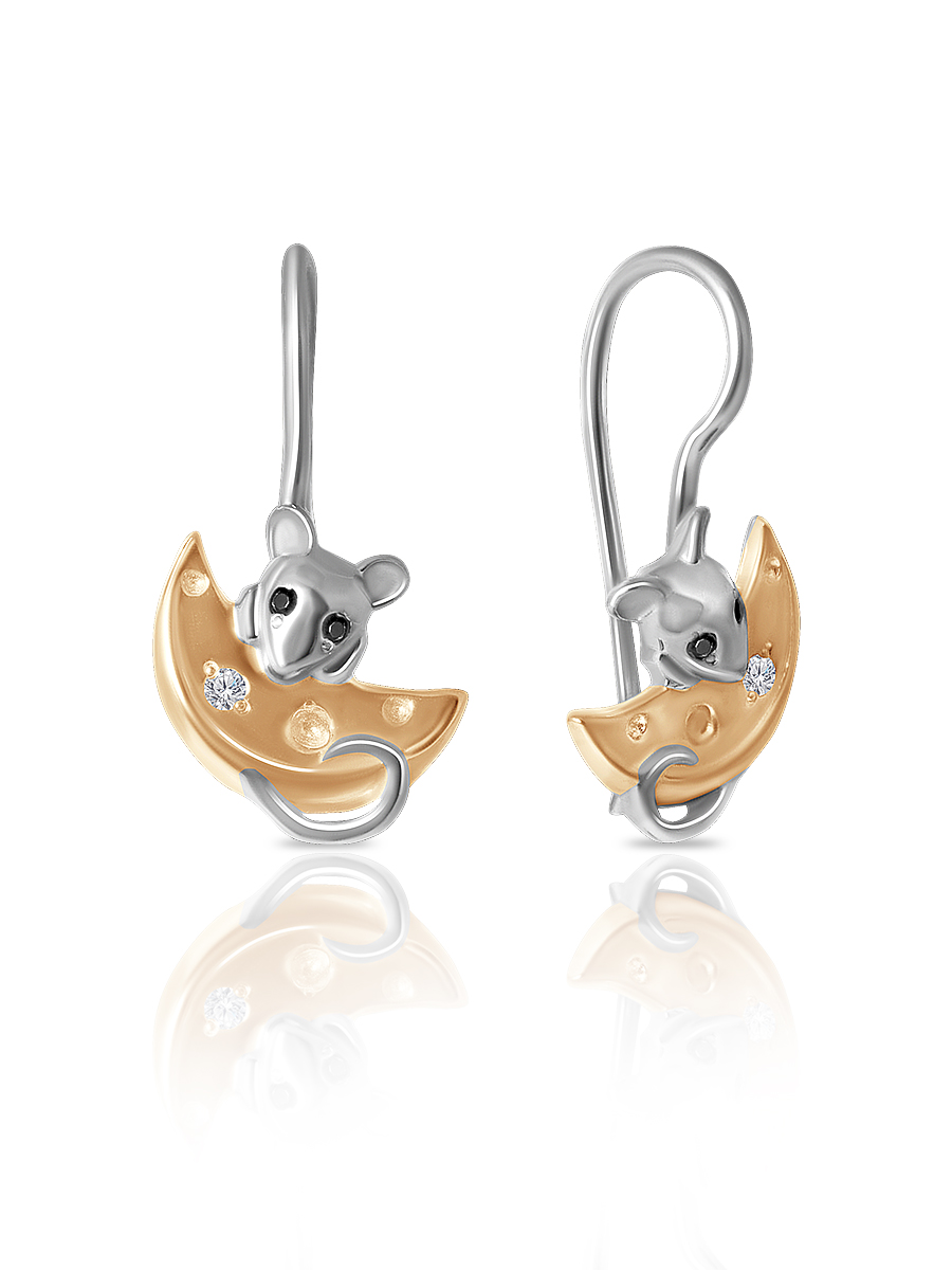 Серьги детские из серебра 925 пробы с фианитом