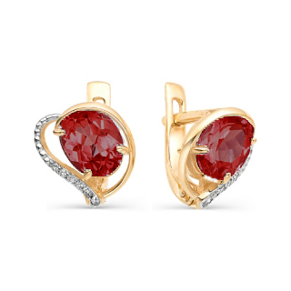 Серьги из золота 585 пробы с гранатом