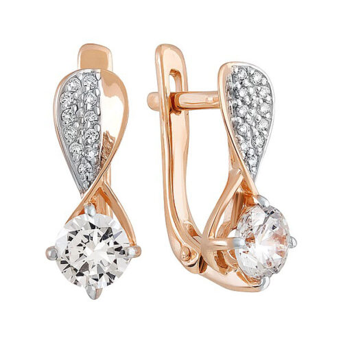 Серьги из золота 585 пробы с фианитом